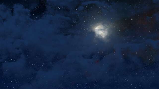 cloudy night sky with moon and stars