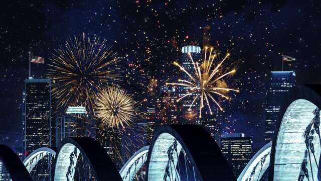 downtown los angeles, 6th street viaduct bridge fireworks celebration 4th of july independence day